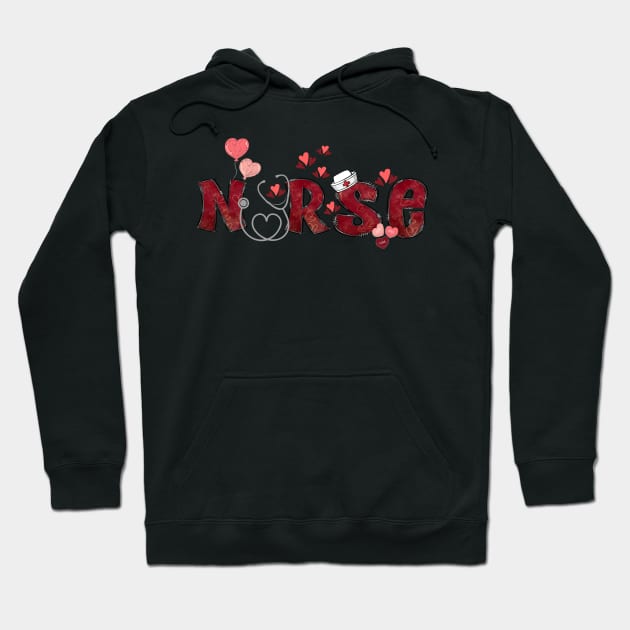 Nurse Valentine's Day Stethoscope Hearts Hoodie by jackofdreams22